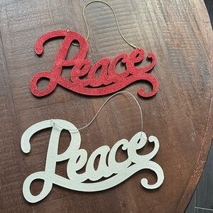 Source Unknown Red and White Peace Ornaments